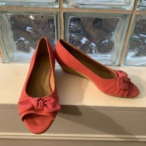 Women's Aerosoles heelrest coral ship deck open toe wedges size 10